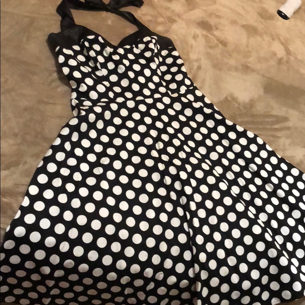 Tie up polka dress fit and flare